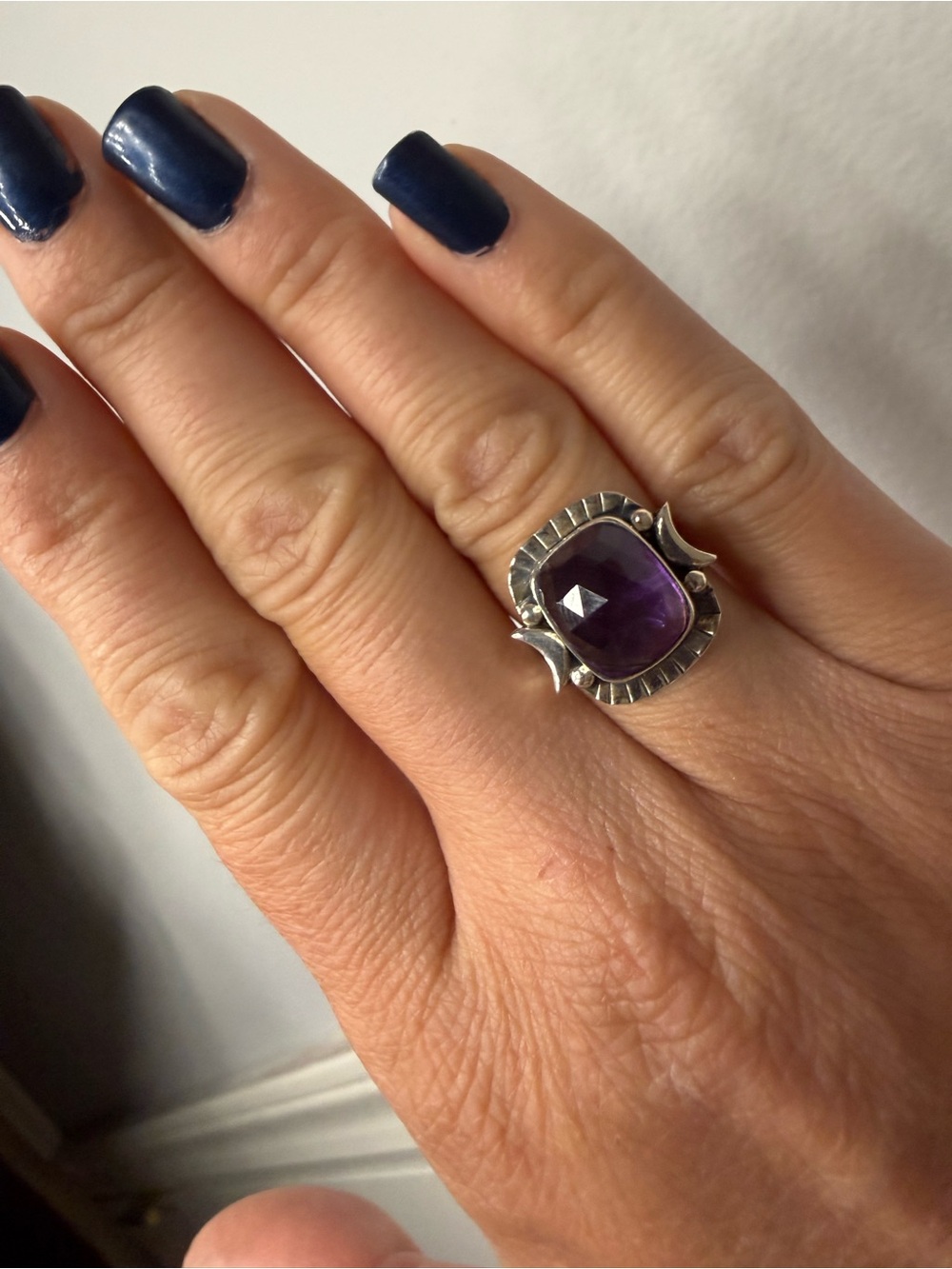 Sterling Silver Amethyst Statement Ring size 6